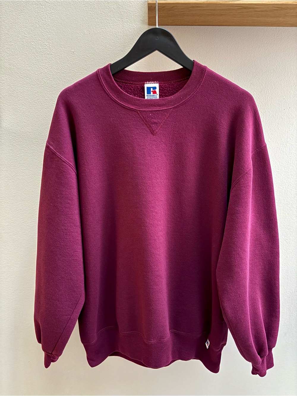Russell Athletic VTG 90s maroon pullover blank crewneck L Made in USA
